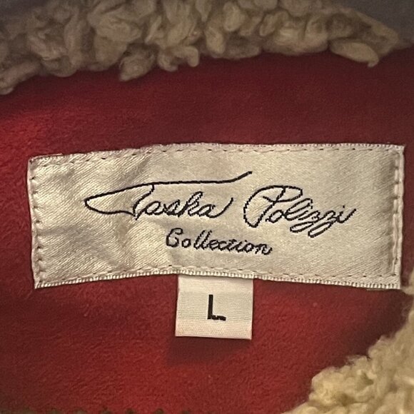 Tasha Polizzi red faux suede coat large sherpa military inspired long - Picture 12 of 16